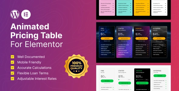 Elementor – Animated Pricing Table Widget